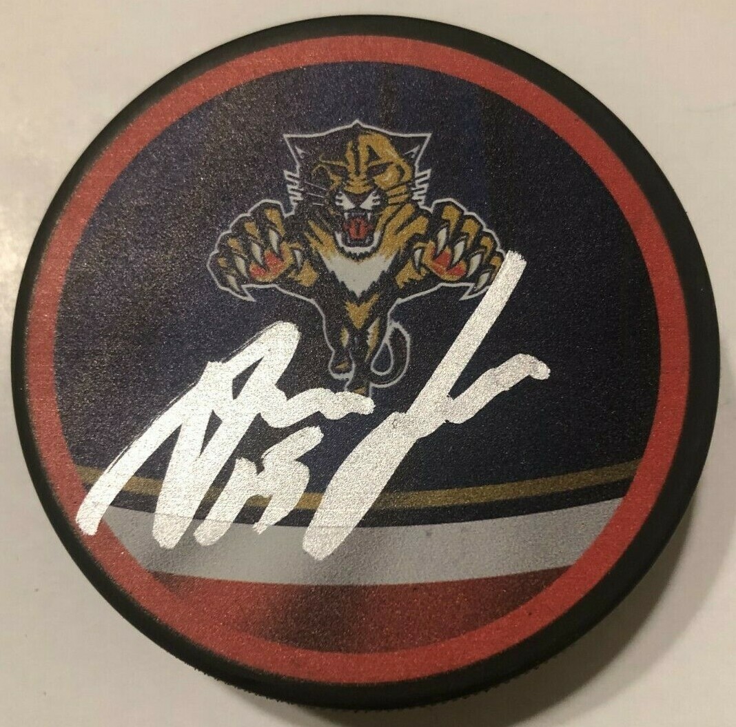 ANTON LUNDELL SIGNED FLORIDA PANTHERS HOCKEY PUCK W/ CASE COA