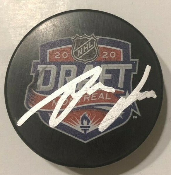 ANTON LUNDELL SIGNED 2020 NHL DRAFT HOCKEY PUCK W/ CASE FLORIDA PANTHERS COA