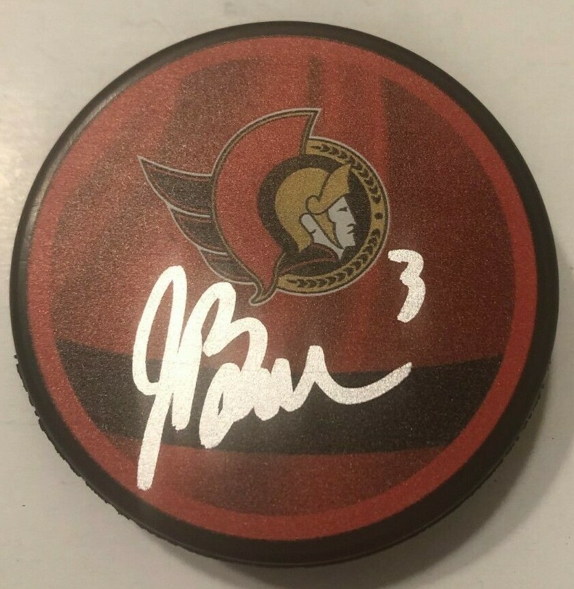 JOSH BROWN SIGNED OTTAWA SENATORS HOCKEY PUCK W/ CASE COA