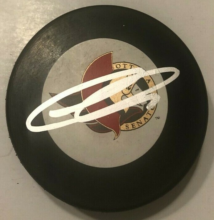 THOMAS CHABOT SIGNED OTTAWA SENATORS HOCKEY PUCK W/ CASE COA