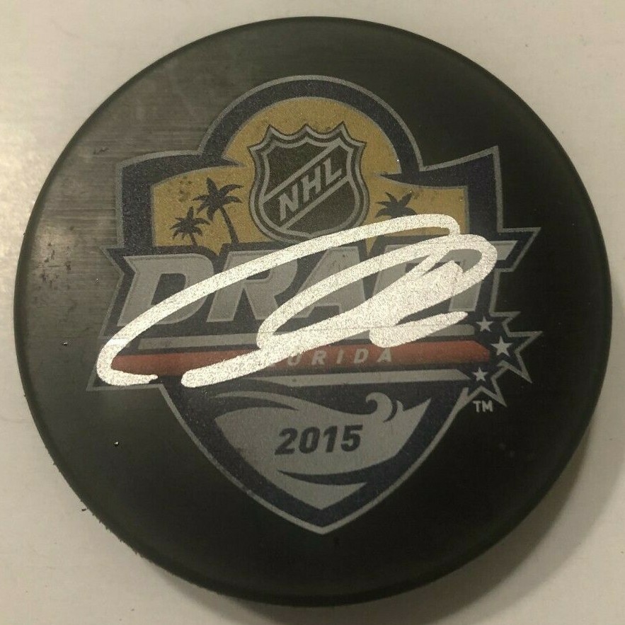 THOMAS CHABOT SIGNED 2015 NHL DRAFT HOCKEY PUCK W/ CASE OTTAWA SENATORS COA