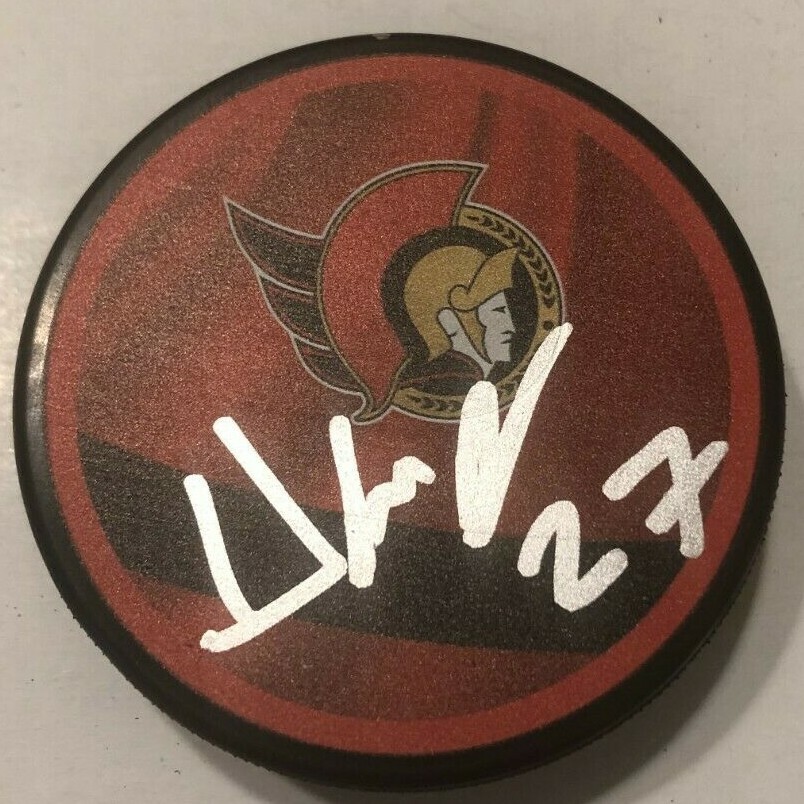 DYLAN GAMBRELL SIGNED OTTAWA SENATORS HOCKEY PUCK W/ CASE COA