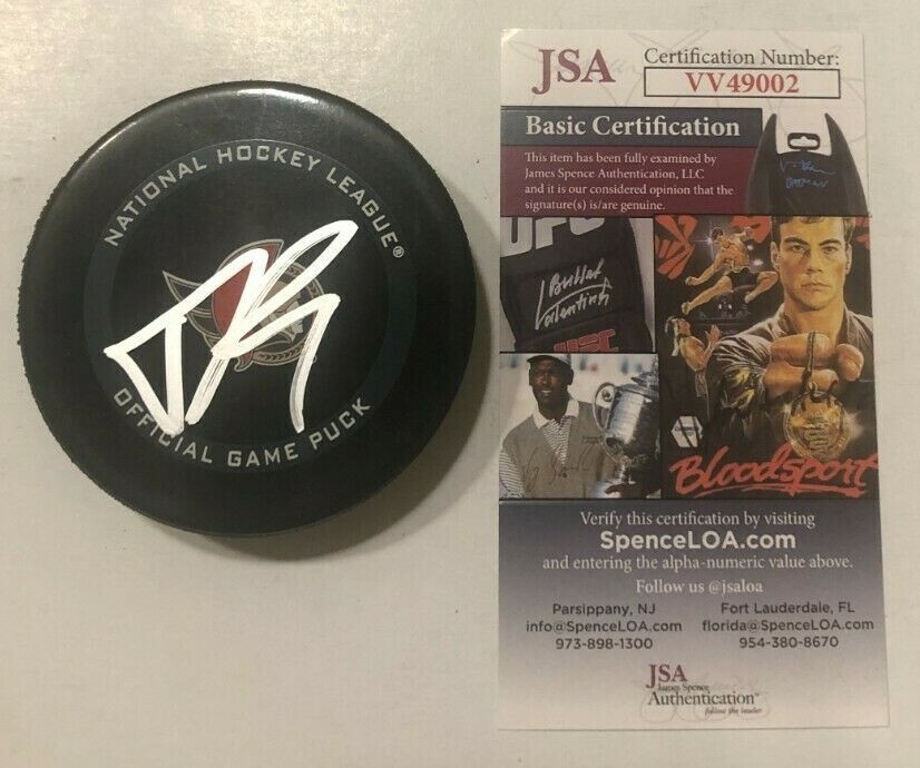 BRADY TKACHUK SIGNED OTTAWA SENATORS OFFICIAL GAME HOCKEY PUCK W/ CASE JSA COA