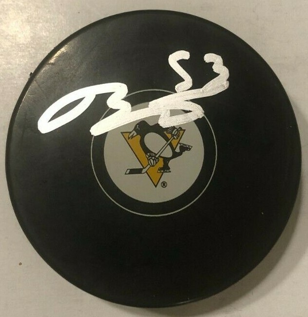 TEDDY BLUEGER SIGNED PITTSBURGH PENGUINS HOCKEY PUCK W/ CASE COA