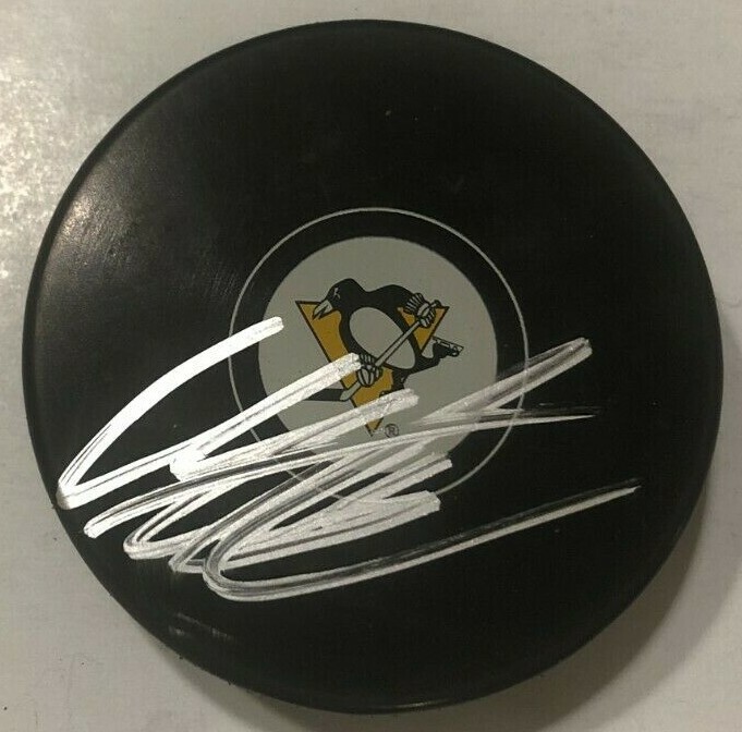 MARCUS PETTERSSON SIGNED PITTSBURGH PENGUINS HOCKEY PUCK W/ CASE COA