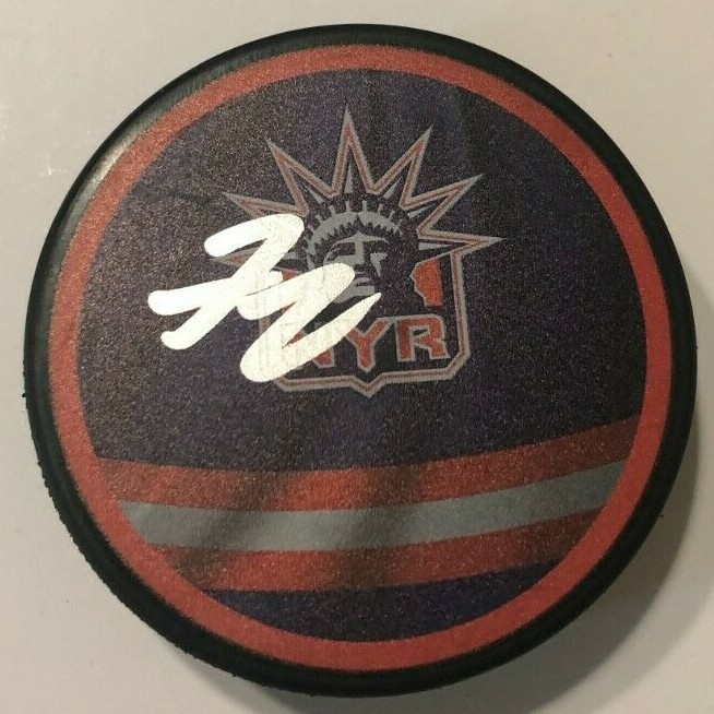 FRANK VATRANO SIGNED NEW YORK RANGERS HOCKEY PUCK W/ CASE COA