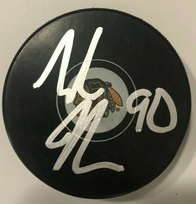 TYLER JOHNSON SIGNED CHICAGO BLACKHAWKS HOCKEY PUCK W/ CASE COA