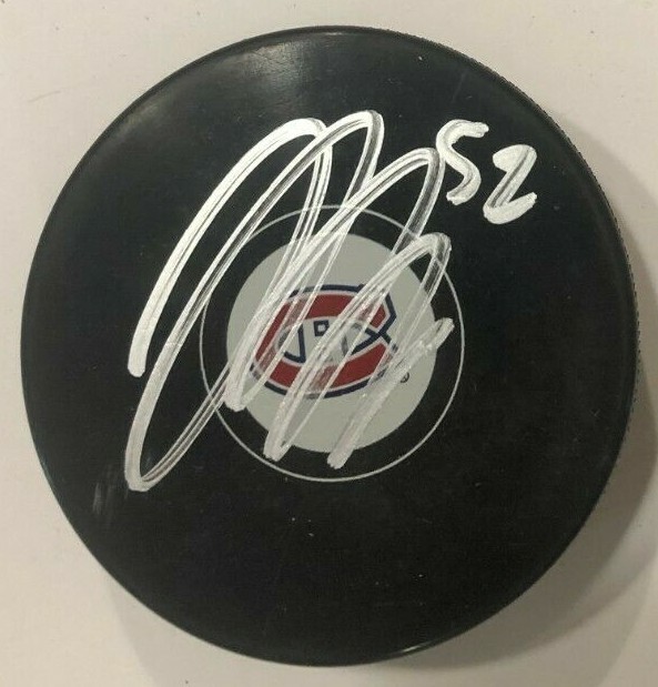 JUSTIN BARRON SIGNED MONTREAL CANADIENS HOCKEY PUCK W/ CASE COA