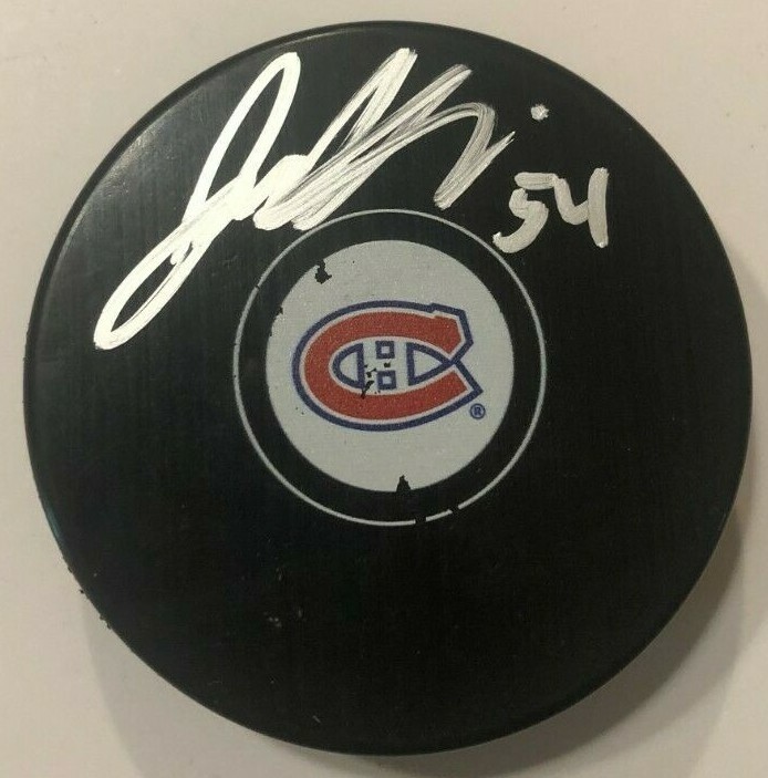 JORDAN HARRIS SIGNED MONTREAL CANADIENS HOCKEY PUCK W/ CASE COA