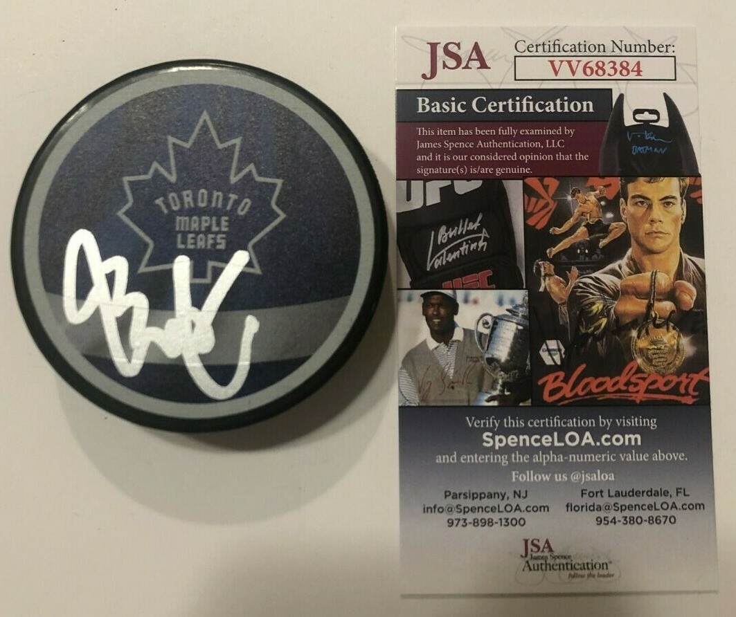 JACK CAMPBELL SIGNED TORONTO MAPLE LEAFS RETRO HOCKEY PUCK W/ CASE JSA COA