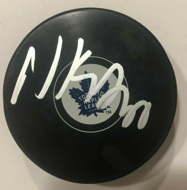NICK ABRUZZESE SIGNED TORONTO MAPLE LEAFS HOCKEY PUCK W/ CASE COA