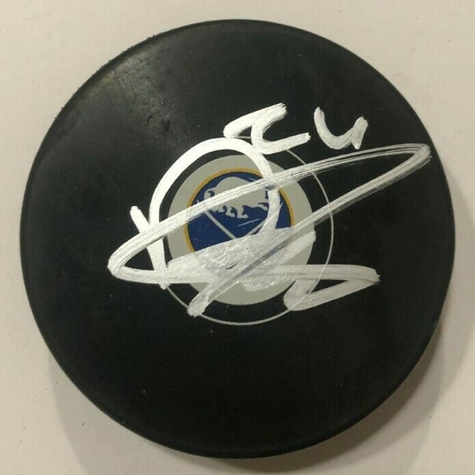 DYLAN COZENS SIGNED BUFFALO SABRES HOCKEY PUCK W/ CASE COA