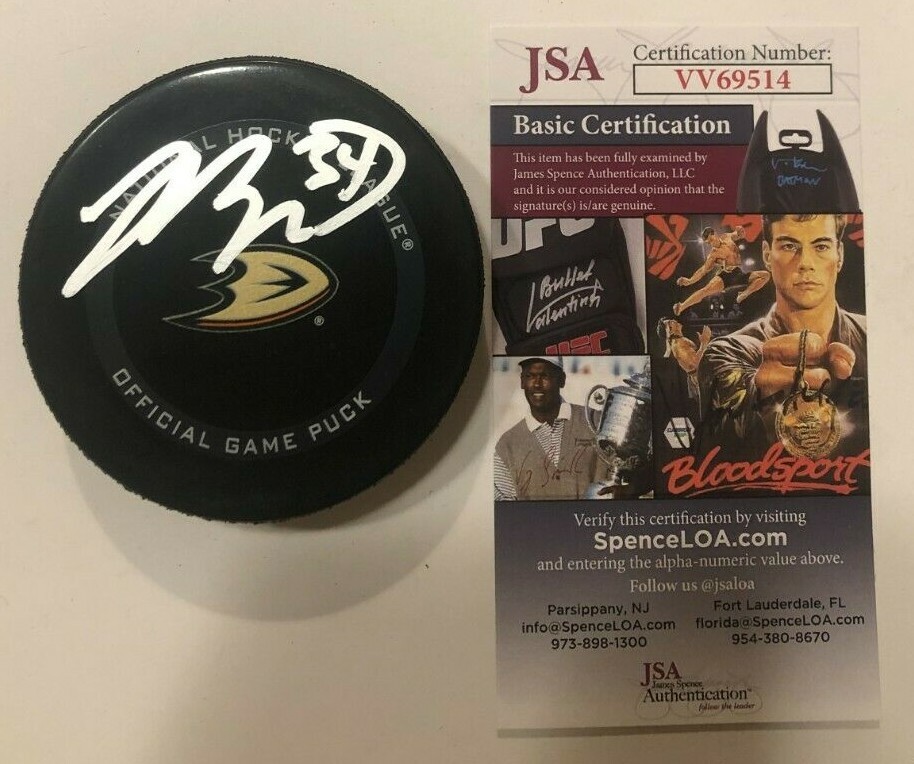 JAMIE DRYSDALE SIGNED ANAHEIM DUCKS OFFICIAL GAME HOCKEY PUCK W/ CASE JSA COA