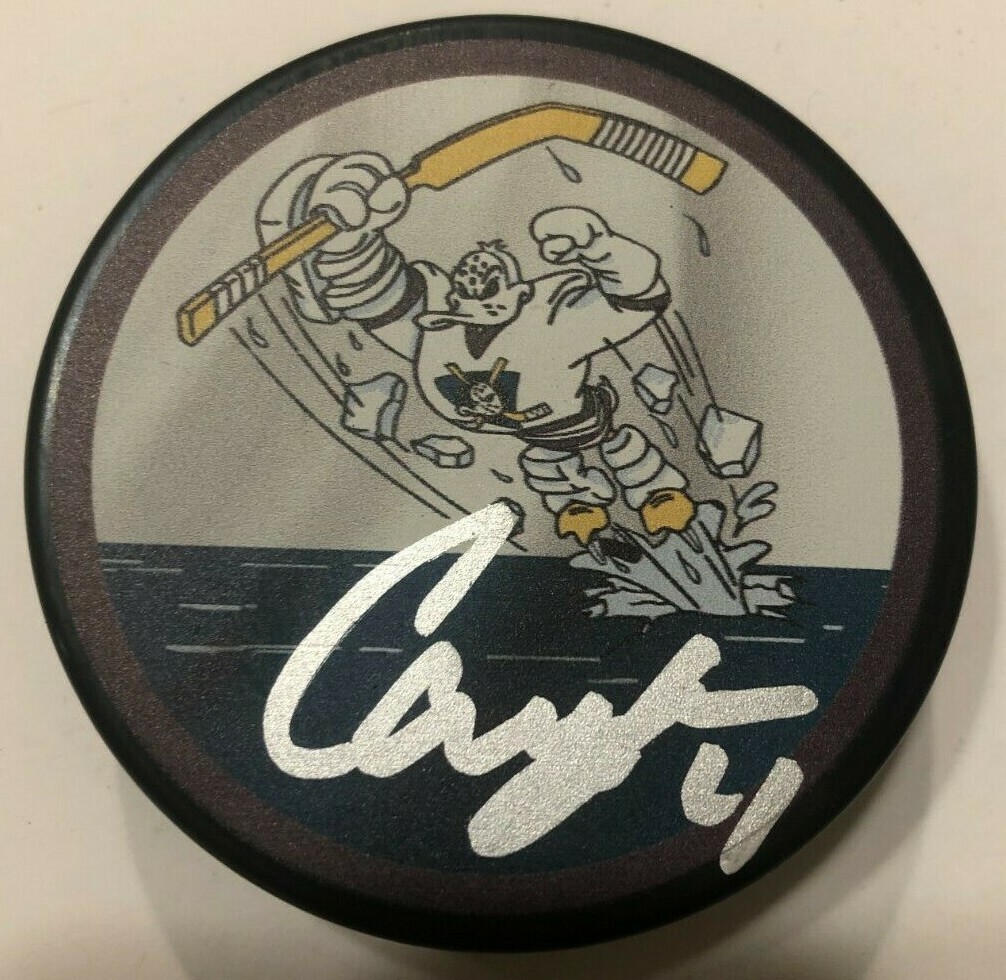 CAM FOWLER SIGNED ANAHEIM MIGHTY DUCKS RETRO HOCKEY PUCK W/ CASE COA