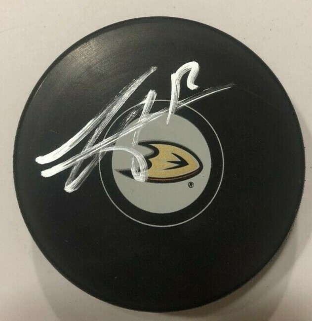 SONNY MILANO SIGNED ANAHEIM DUCKS HOCKEY PUCK W/ CASE COA