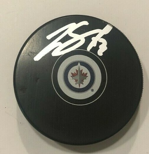 ZACH SANFORD SIGNED WINNIPEG JETS HOCKEY PUCK W/ CASE COA