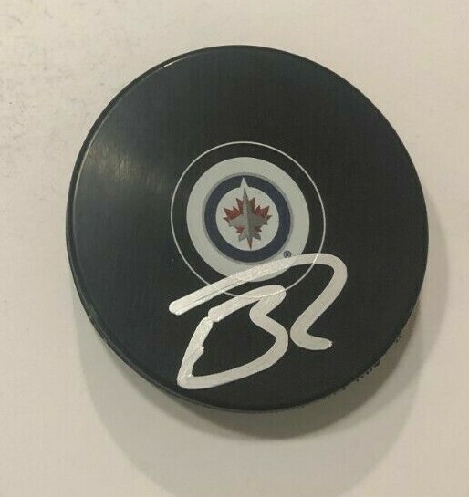 PIERRE-LUC DUBOIS SIGNED WINNIPEG JETS HOCKEY PUCK W/ CASE COA