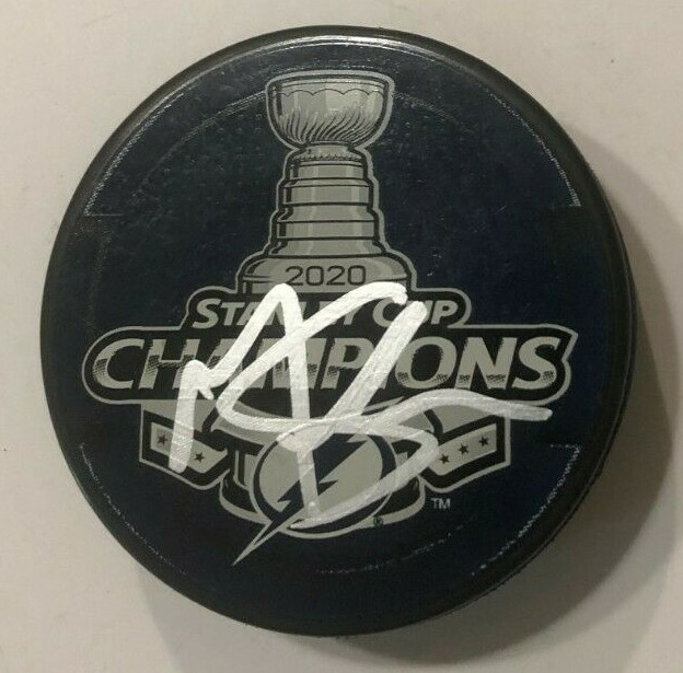 MITCHELL STEPHENS SIGNED TAMPA BAY LIGHTNING 2020 STANLEY CUP PUCK W/ CASE COA