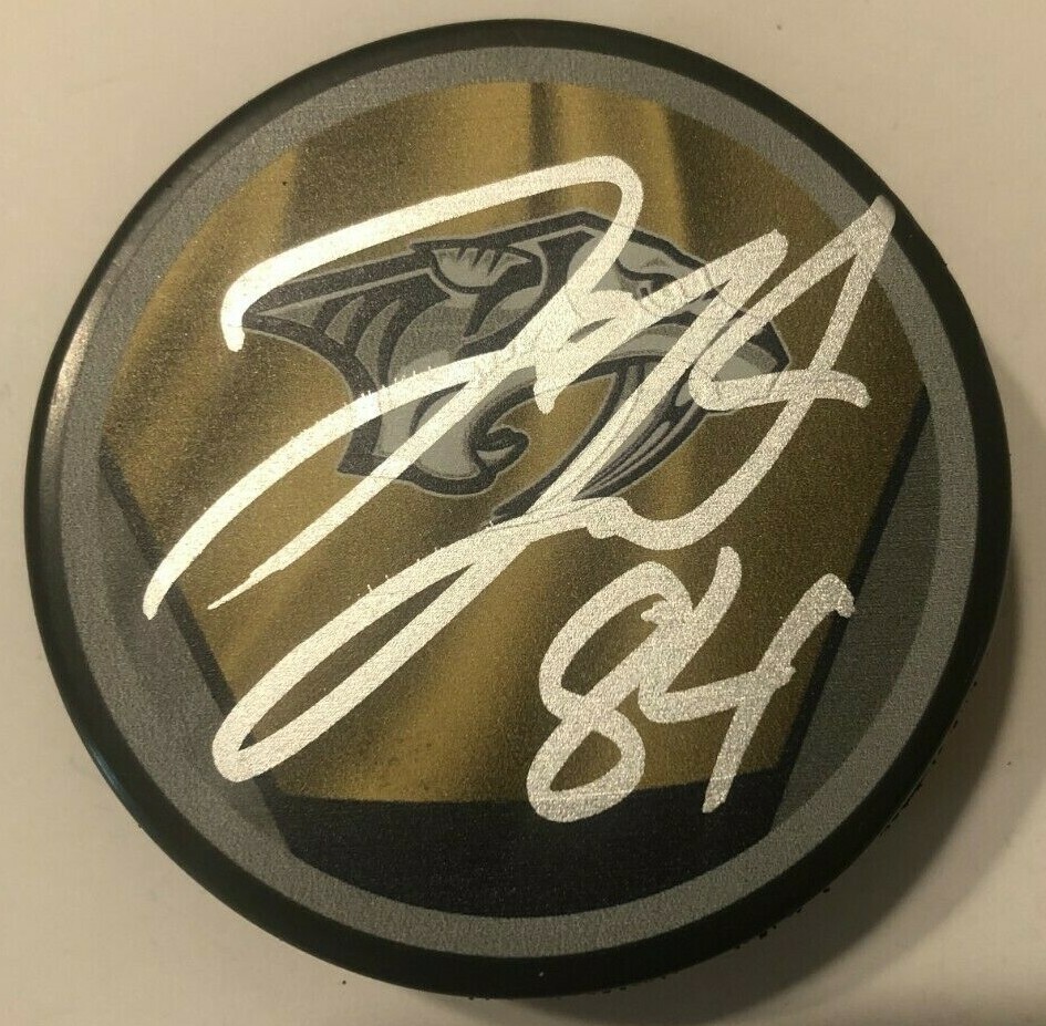 TANNER JEANNOT SIGNED NASHVILLE PREDATORS HOCKEY PUCK W/ CASE COA