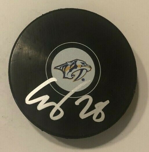 EELI TOLVANEN SIGNED NASHVILLE PREDATORS HOCKEY PUCK W/ CASE COA