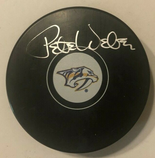PETE WEBER SIGNED NASHVILLE PREDATORS HOCKEY PUCK W/ CASE COA