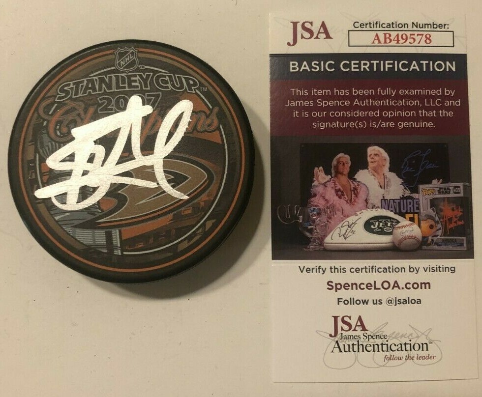 RYAN GETZLAF SIGNED ANAHEIM DUCKS 2007 STANLEY CUP HOCKEY PUCK W/ CASE JSA