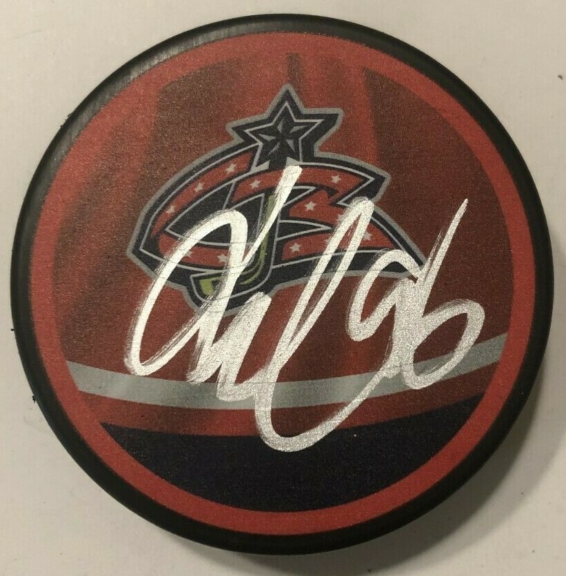 JACK ROSLOVIC SIGNED COLUMBUS BLUE JACKETS HOCKEY PUCK W/ CASE COA