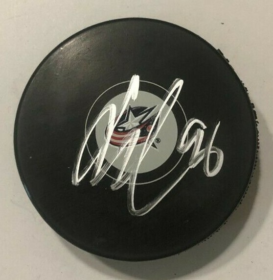 JACK ROSLOVIC SIGNED COLUMBUS BLUE JACKETS HOCKEY PUCK W/ CASE COA