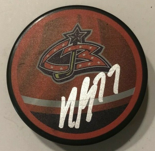 NICK BLANKENBURG SIGNED COLUMBUS BLUE JACKETS HOCKEY PUCK W/ CASE COA