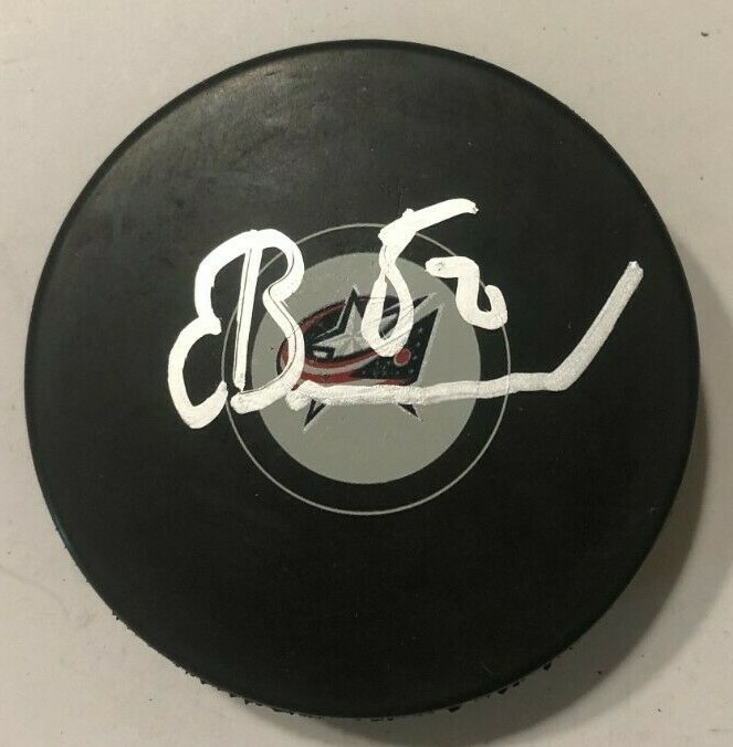 EMIL BEMSTROM SIGNED COLUMBUS BLUE JACKETS HOCKEY PUCK W/ CASE COA