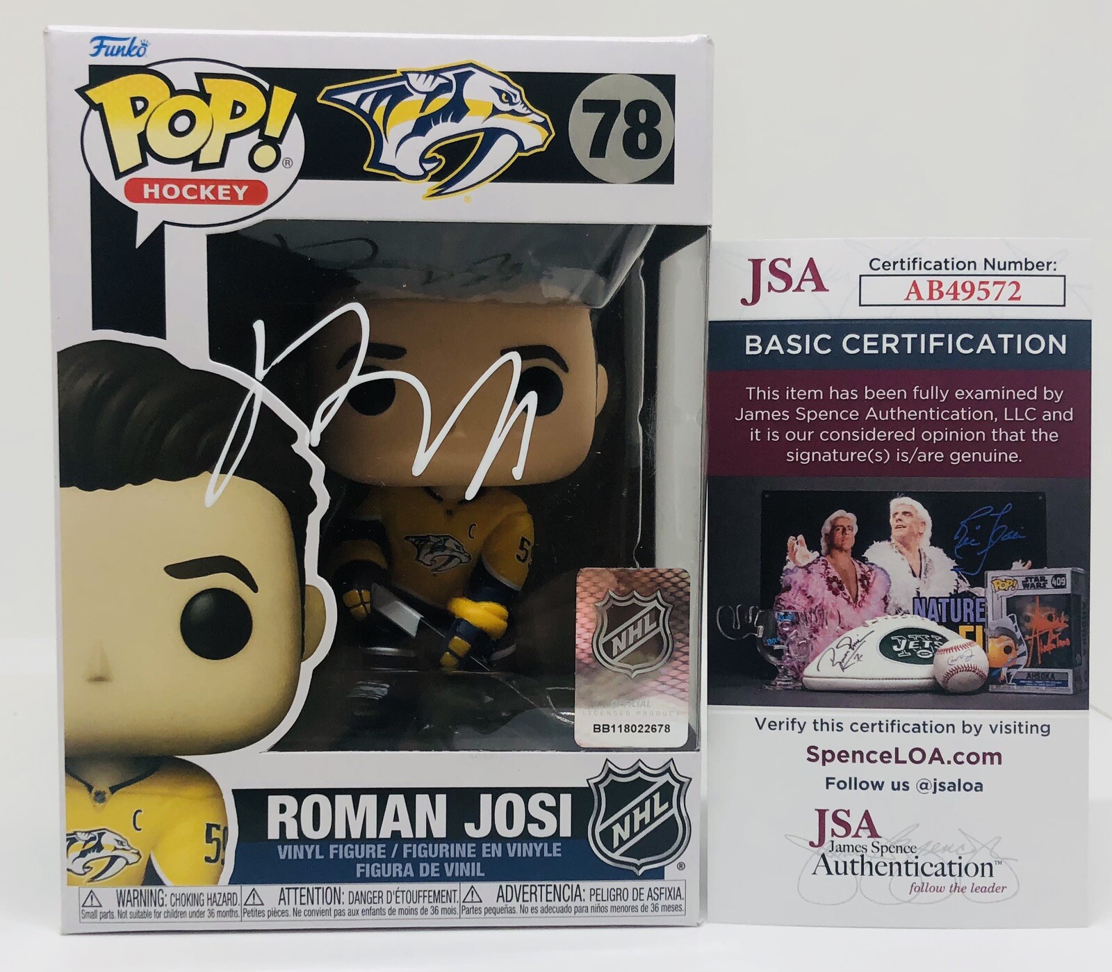 ROMAN JOSI SIGNED NHL HOCKEY POP FUNKO FIGURE NASHVILLE PREDATORS JSA COA