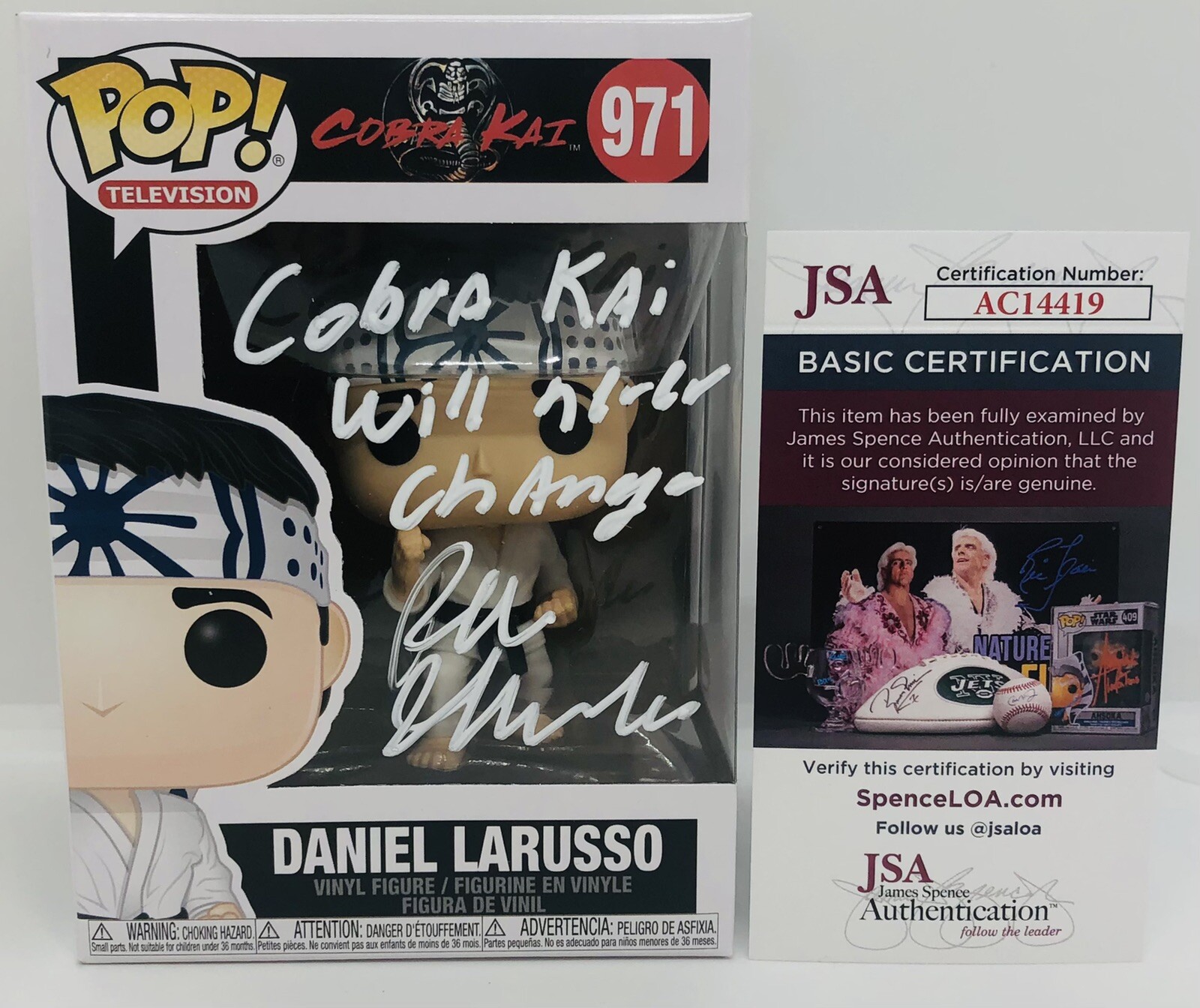RALPH MACCHIO SIGNED DANIEL LARUSSO POP FUNKO FIGURE COBRA KAI JSA COA