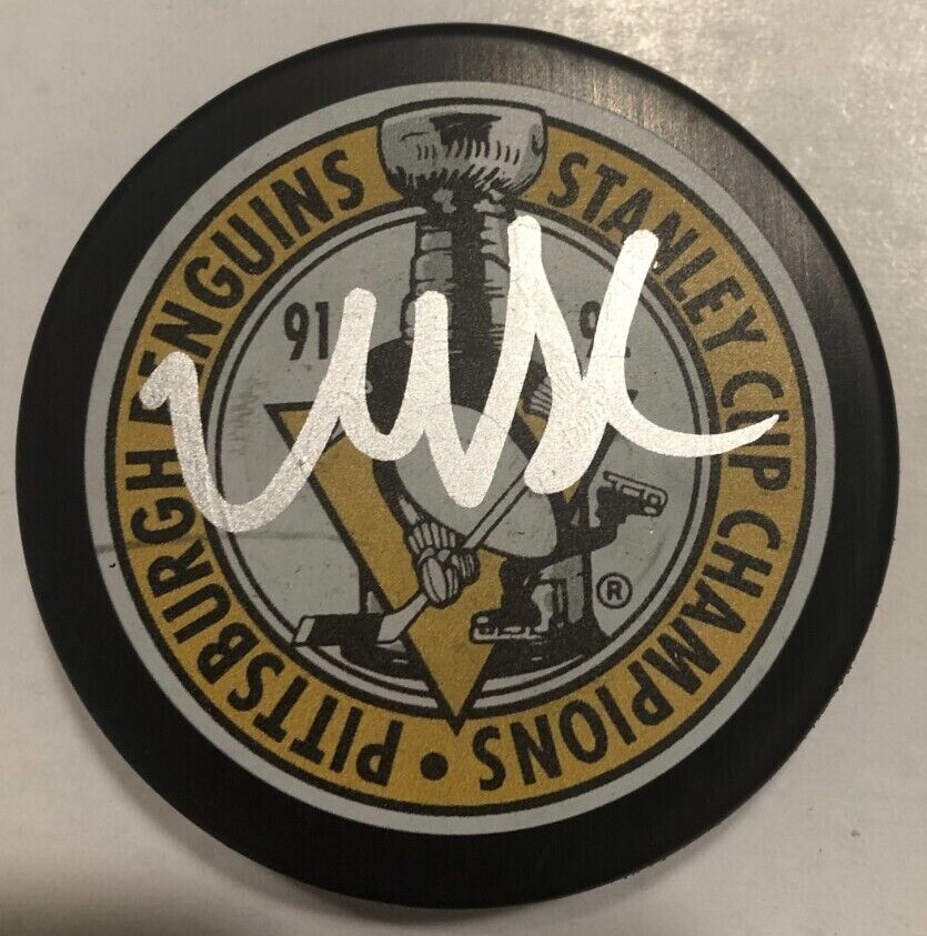 ULF SAMUELSSON SIGNED PITTSBURGH PENGUINS 91/92 STANLEY CUP PUCK W/ CASE COA