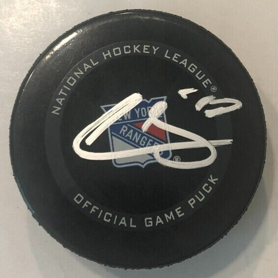 FILIP CHYTIL SIGNED NEW YORK RANGERS OFFICIAL GAME HOCKEY PUCK W/ CASE COA
