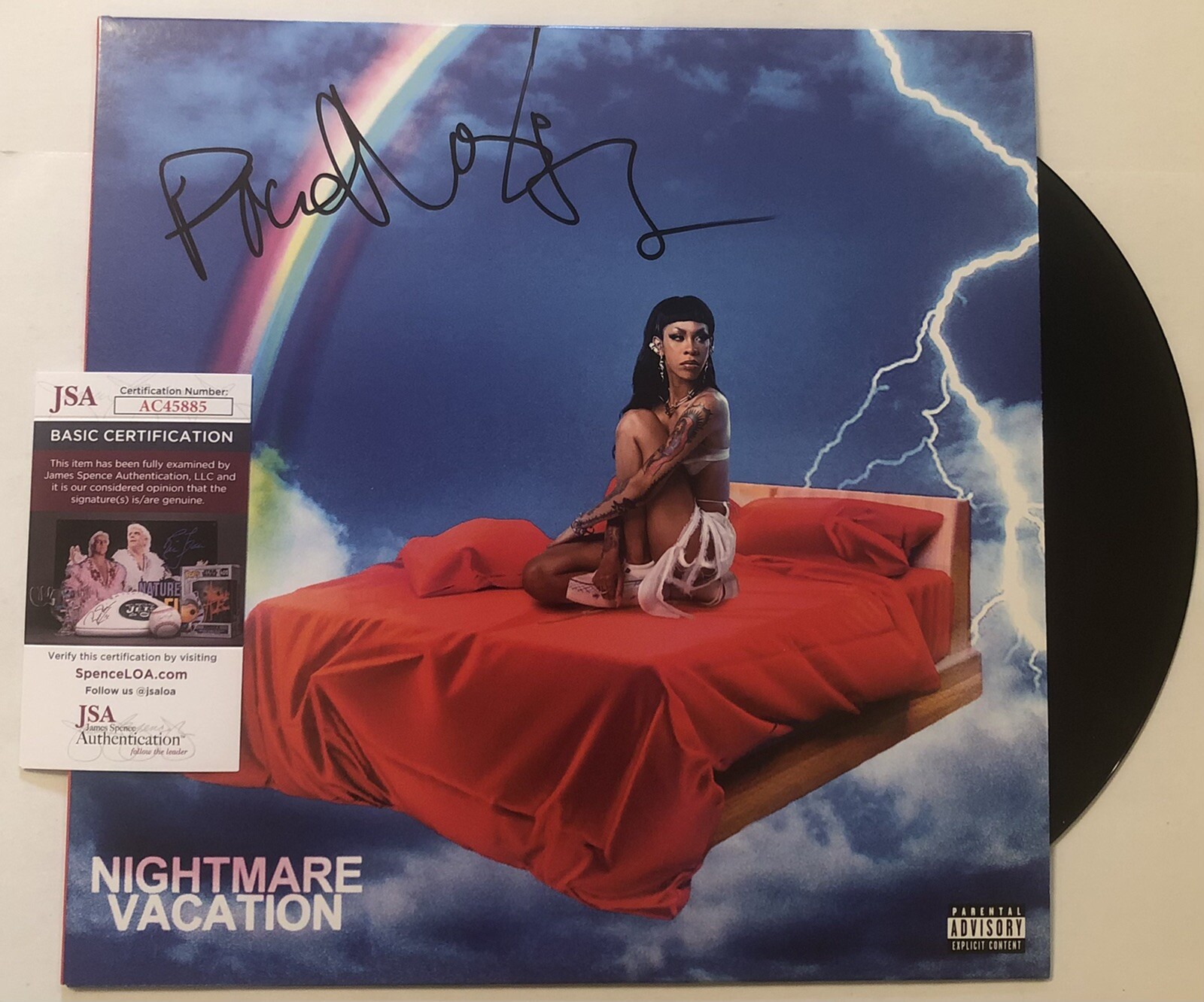 RICO NASTY SIGNED NIGHTMARE VACATION LP VINYL RECORD ALBUM RAPPER PROOF JSA COA
