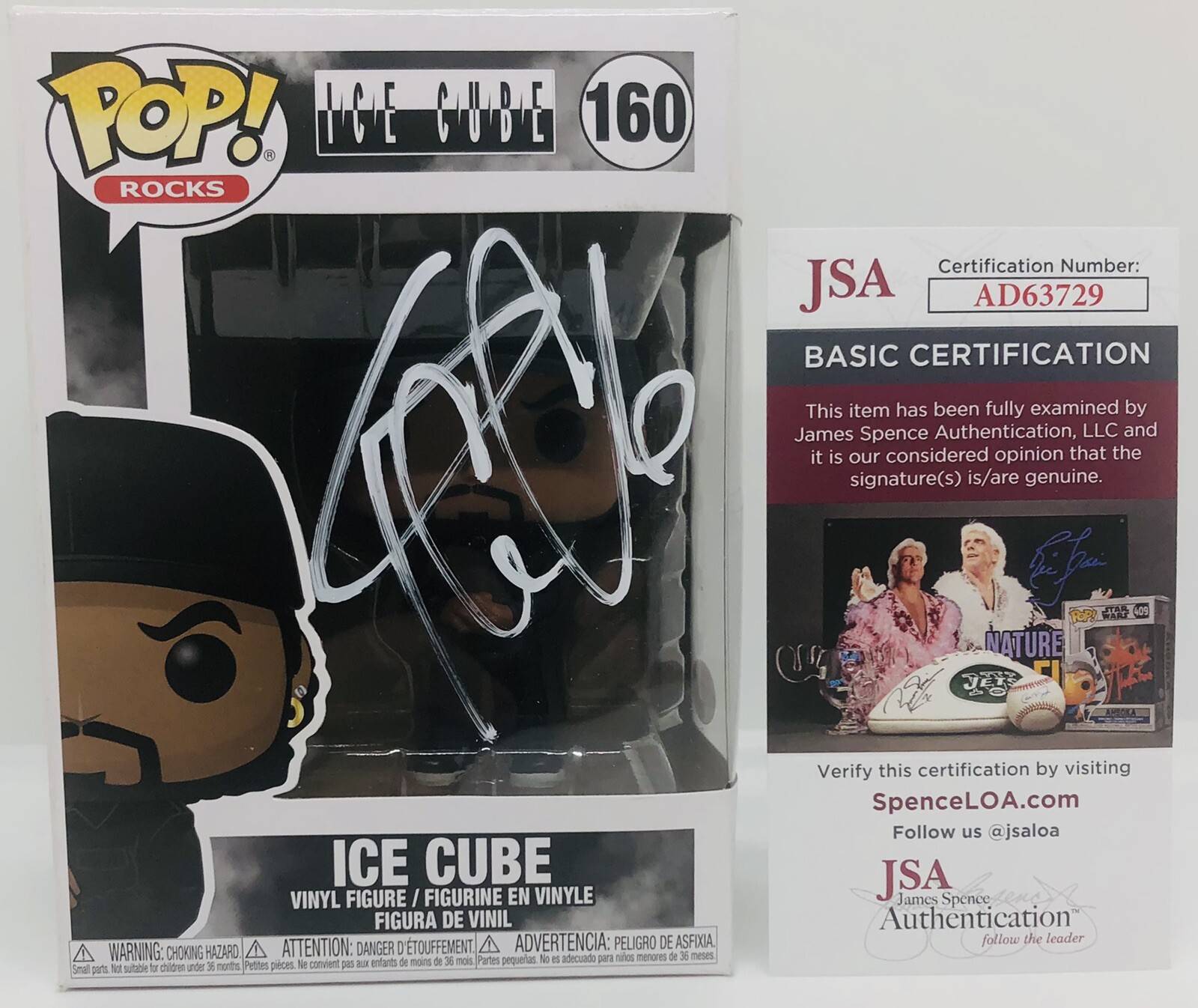 ICE CUBE SIGNED POP FUNKO ROCKS FIGURE NWA STRAIGHT OUTTA COMPTON RAPPER JSA COA