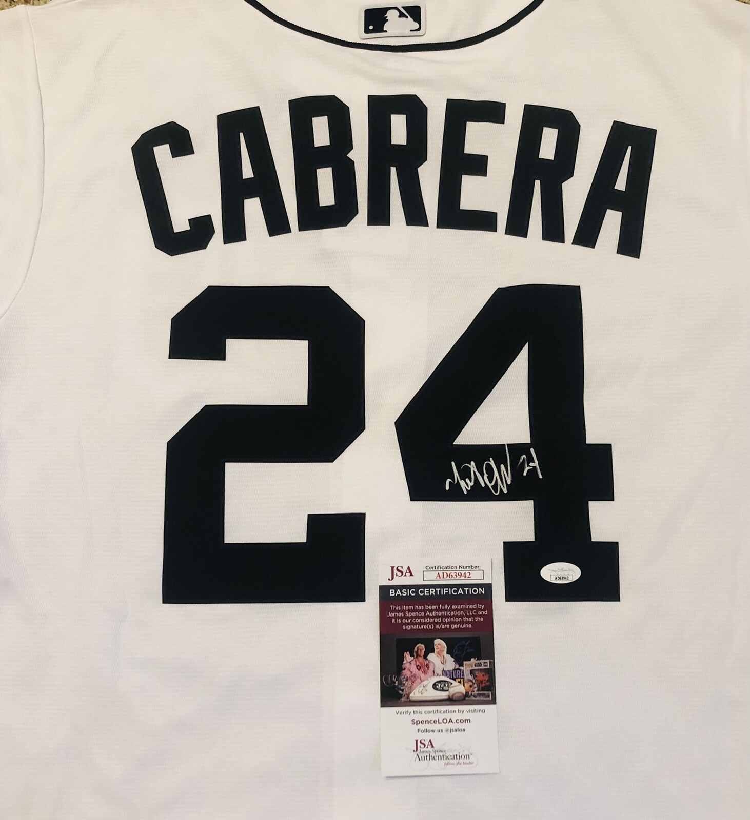 MIGUEL CABRERA SIGNED DETROIT TIGERS OFFICIAL NIKE MLB BASEBALL JERSEY JSA COA