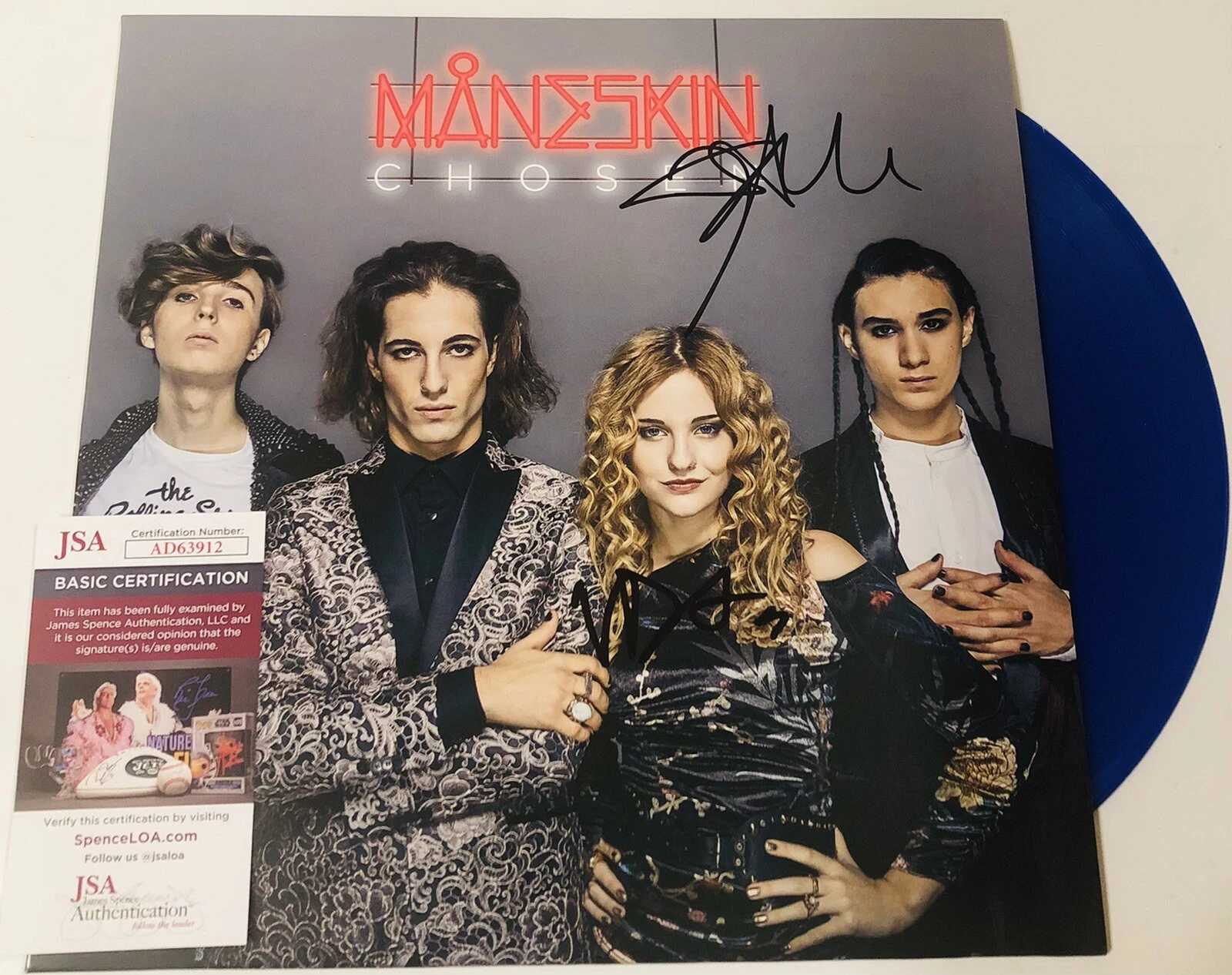 MANESKIN SIGNED CHOSEN LP VINYL RECORD ALBUM DAMIANO DAVID VICTORIA JSA COA