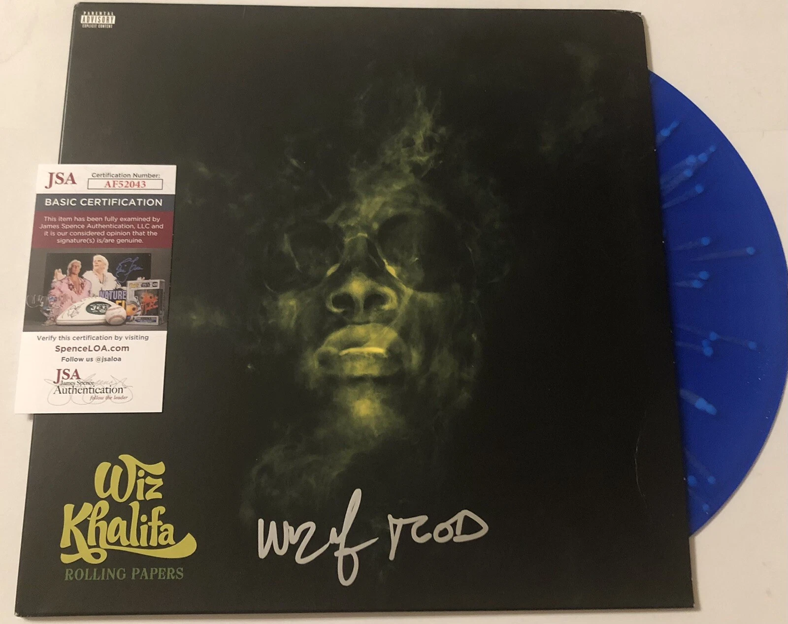 WIZ KHALIFA SIGNED ROLLING PAPERS BLUE VINYL LP RECORD ALBUM PROOF JSA COA
