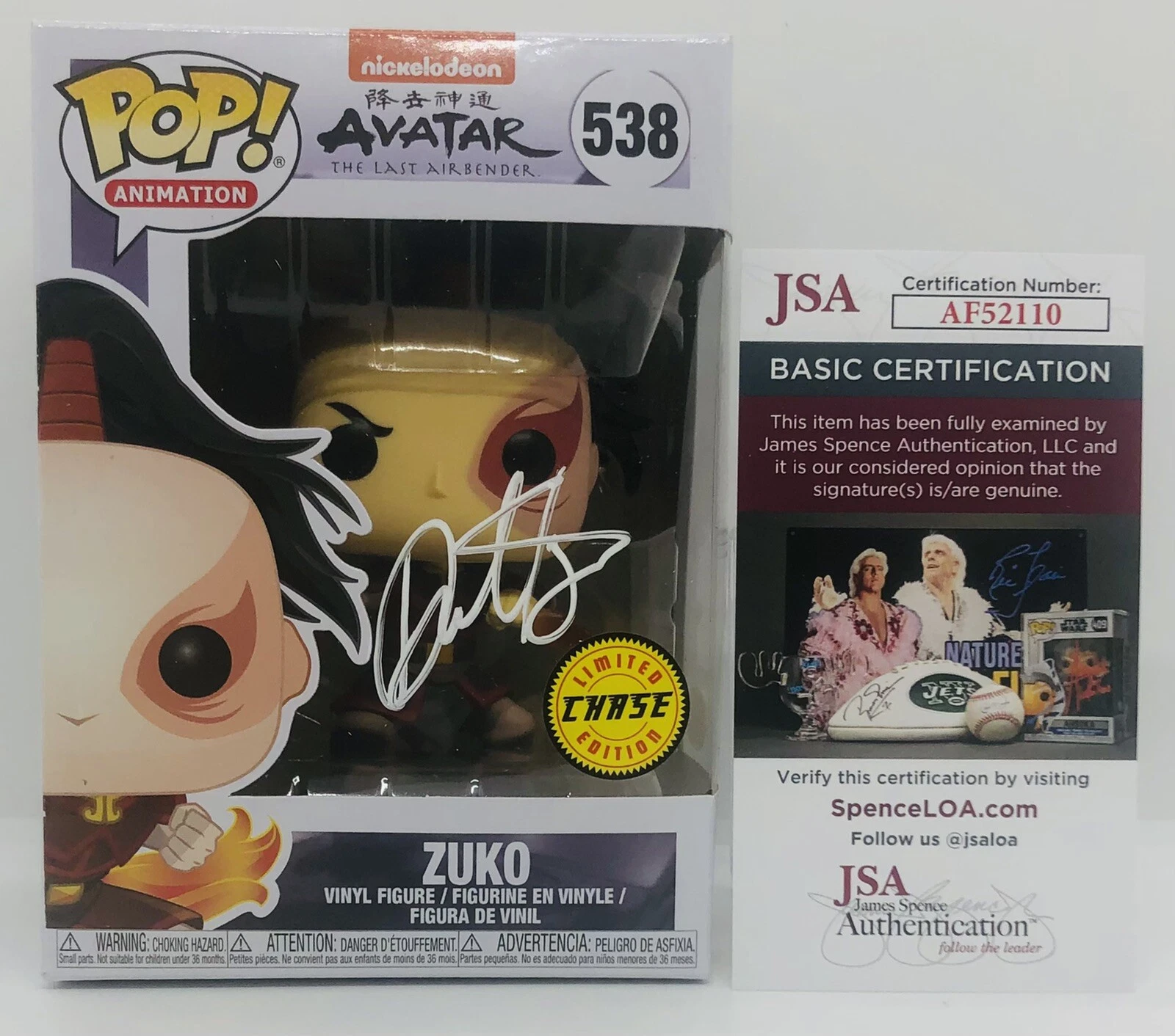 DANTE BASCO SIGNED ZUKO CHASE POP FUNKO FIGURE AVATAR PROOF JSA COA