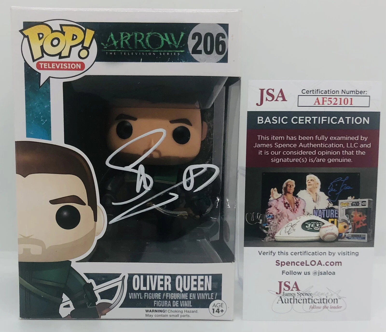 STEPHEN AMELL SIGNED OLIVER QUEEN POP FUNKO FIGURE ARROW PROOF JSA COA
