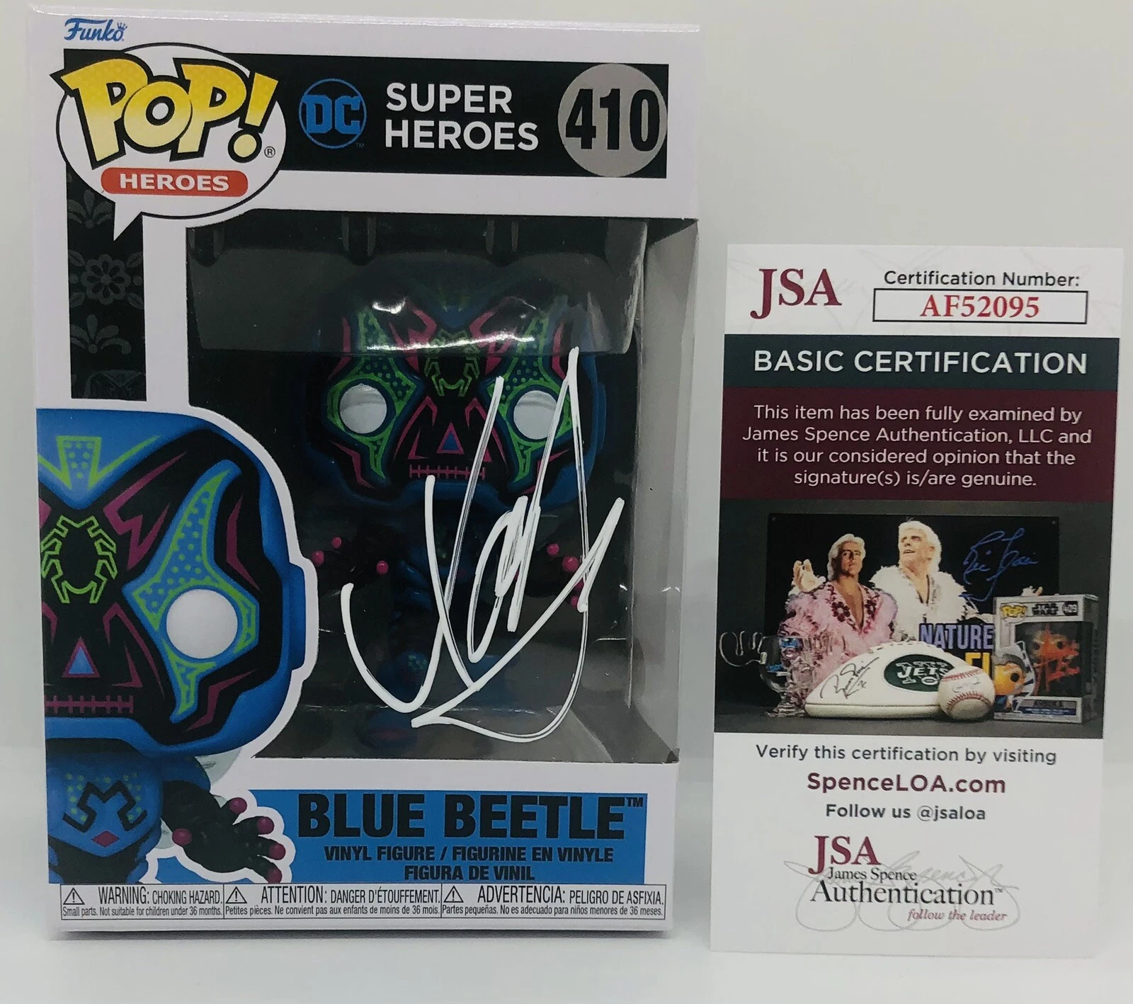 XOLO MARIDUENA SIGNED BLUE BEETLE POP FUNKO FIGURE DC MOVIE JAIME REYES JSA COA COLLECTIBLE MEMORABILIA