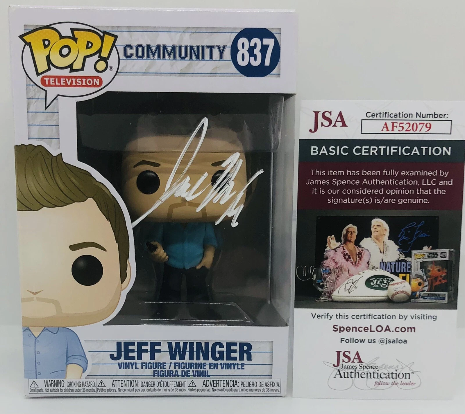 JOEL MCHALE SIGNED JEFF WINGER POP FUNKO FIGURE COMMUNITY TV SHOW PROOF JSA COA