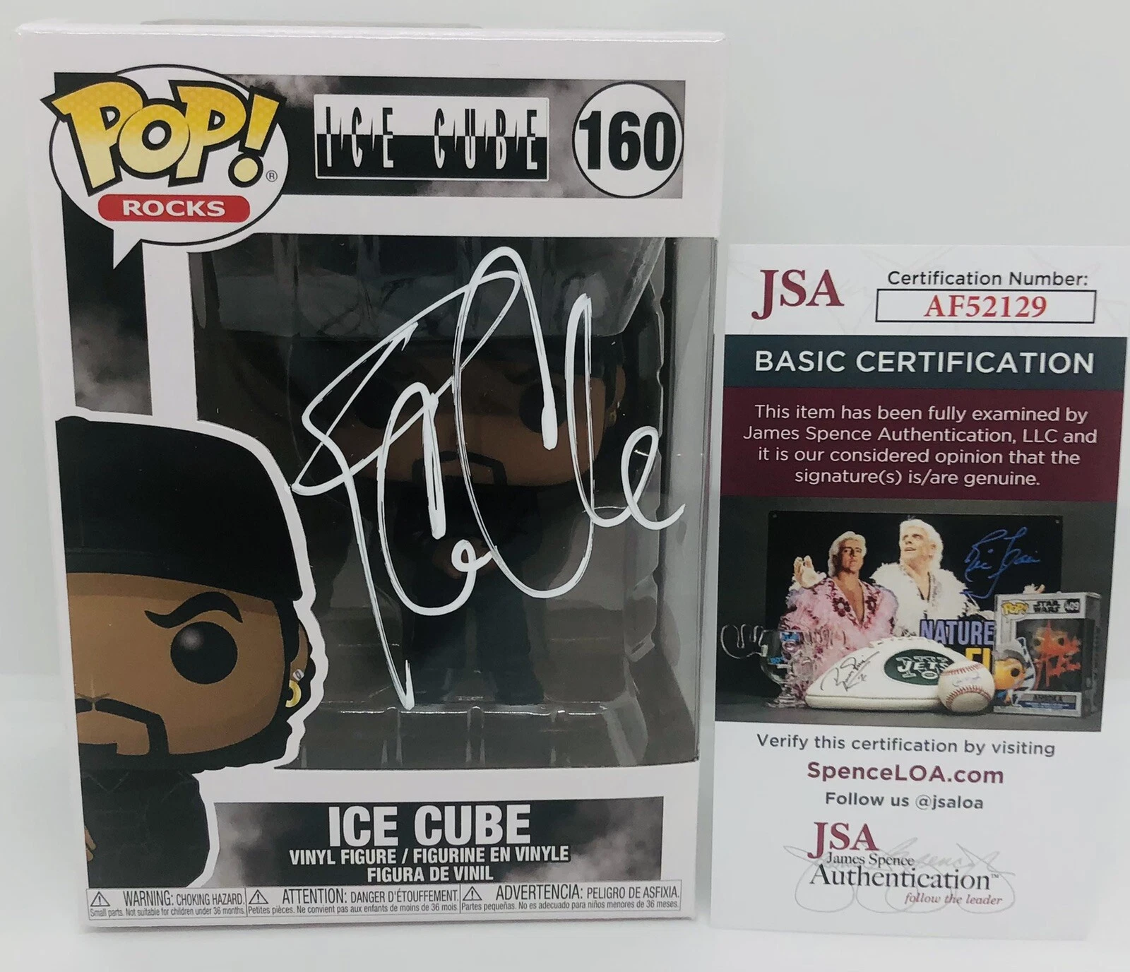 ICE CUBE SIGNED POP FUNKO ROCKS FIGURE NWA STRAIGHT OUTTA COMPTON RAPPER JSA COA