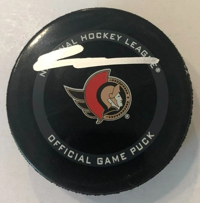 JAKE SANDERSON SIGNED AUTOGRAPHED OTTAWA SENATORS GAME HOCKEY PUCK W/ CASE COA