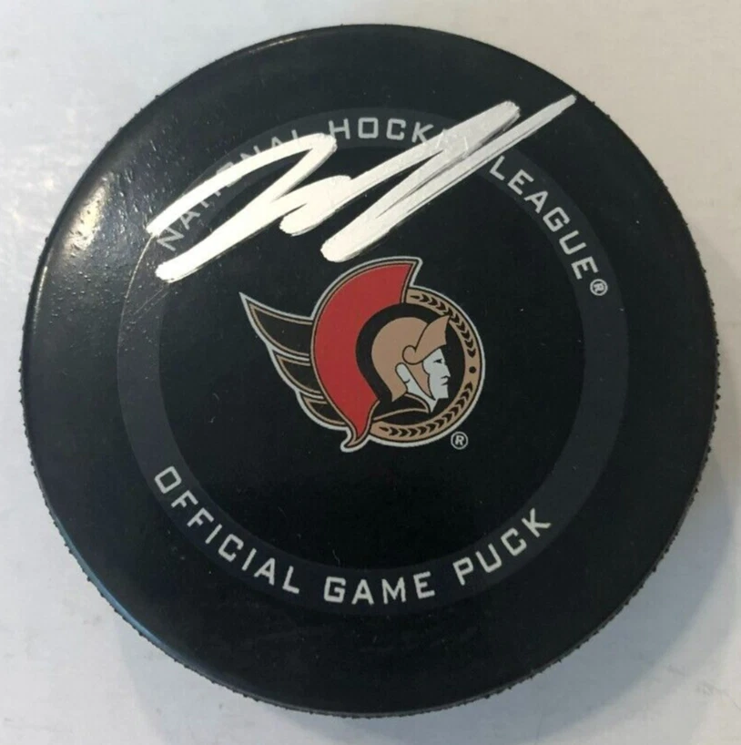 JAKE SANDERSON SIGNED AUTOGRAPHED OTTAWA SENATORS GAME HOCKEY PUCK W/ CASE COA