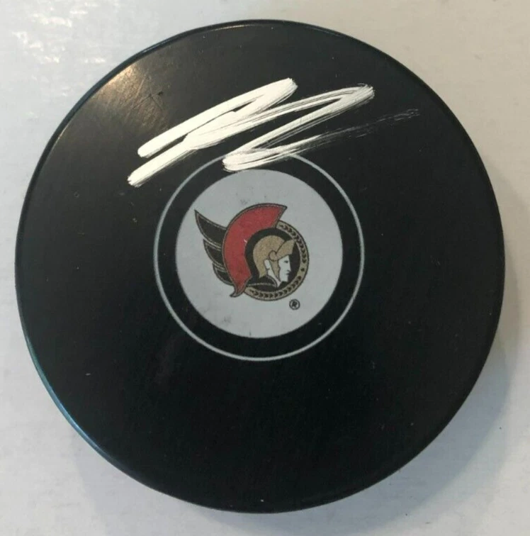 JAKE SANDERSON SIGNED AUTOGRAPHED OTTAWA SENATORS HOCKEY PUCK W/ CASE COA