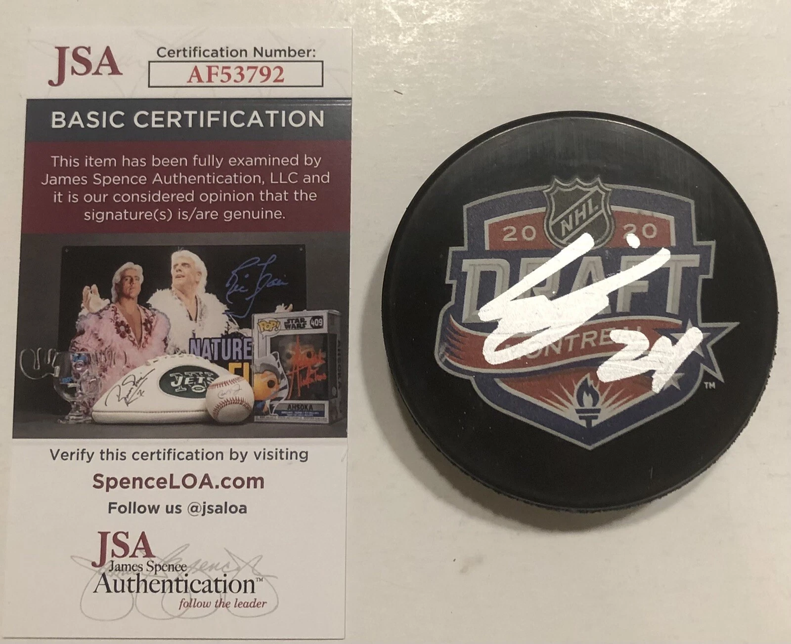 SETH JARVIS SIGNED CAROLINA HURRICANES 2020 NHL DRAFT HOCKEY PUCK W CASE JSA COA
