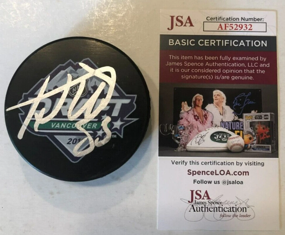 MORITZ SEIDER SIGNED DETROIT RED WINGS 2019 NHL DRAFT HOCKEY PUCK W CASE JSA COA