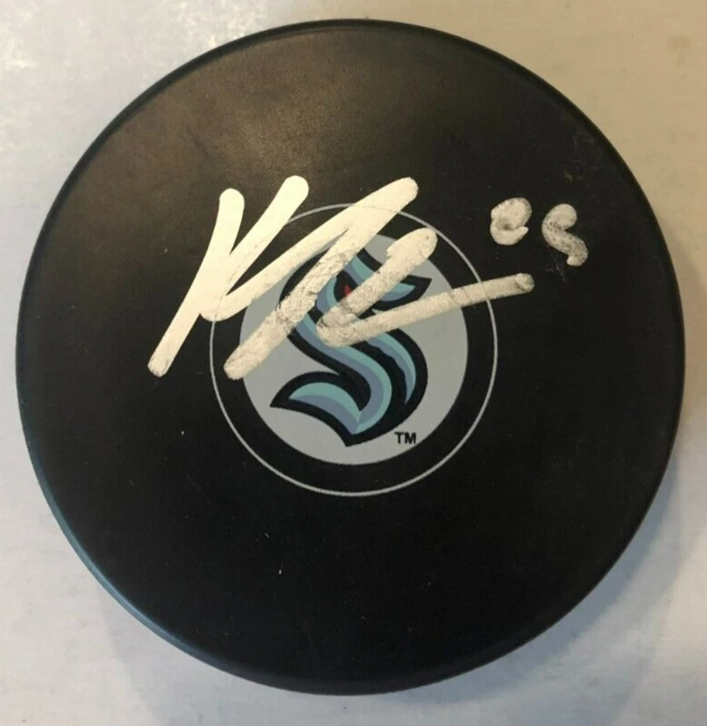 KARSON KUHLMAN SIGNED AUTOGRAPHED SEATTLE KRAKEN HOCKEY PUCK W/ CASE COA
